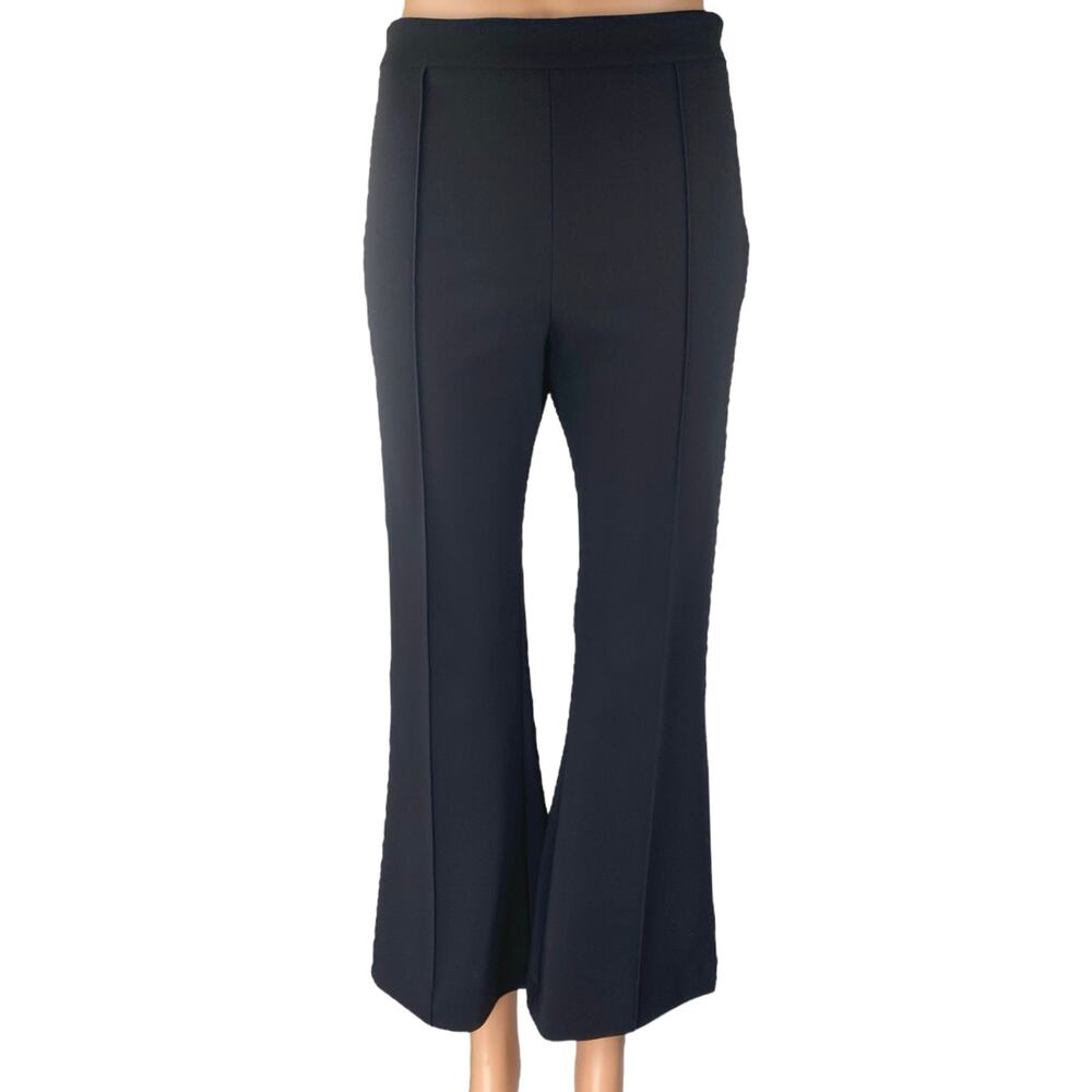 Adam Lippes Women's Black High Waist Flared Bootcut Trousers Dress Pants Size S
